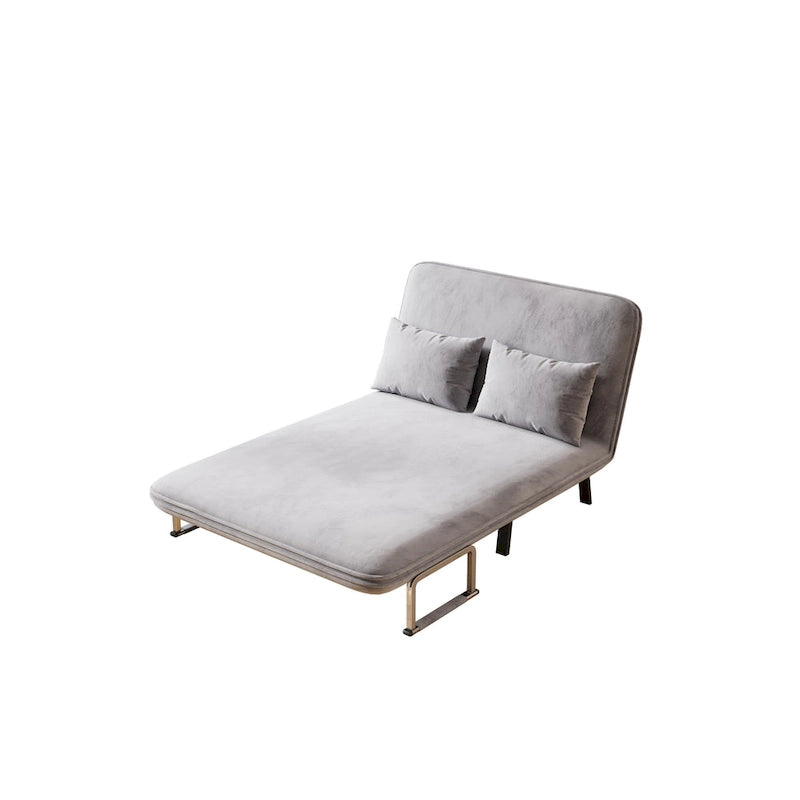 Canapé-lit convertible en velours de 99 cm avec dossier rabattable gris clair