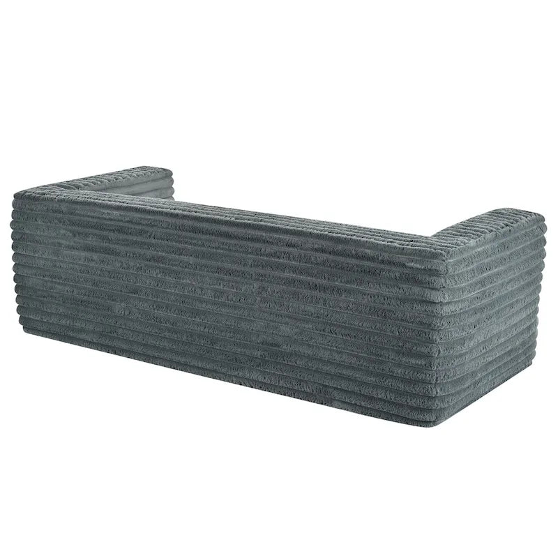 Luxuriously Soft Modern 3-Seat Corduroy Sofa with Squared Arms