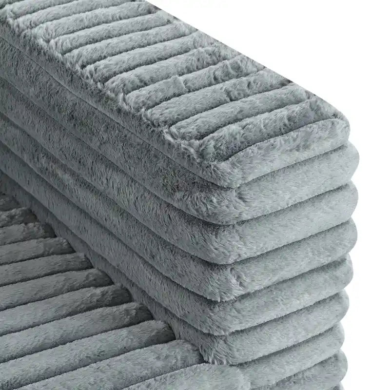 Luxuriously Soft Modern 3-Seat Corduroy Sofa with Squared Arms