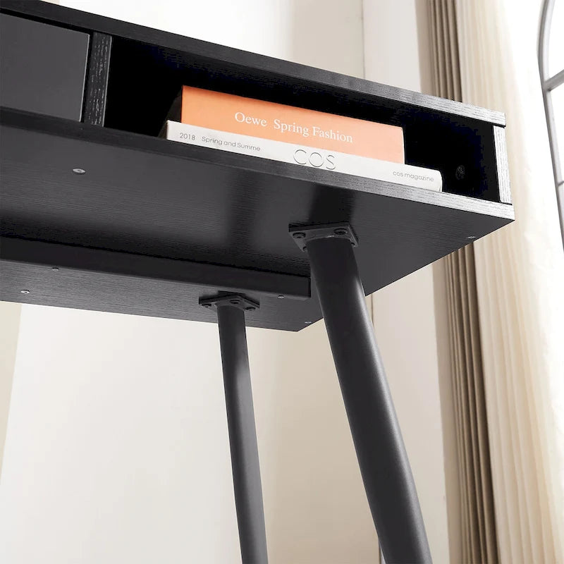 Bureau de style Mid-Century Modern avec ports USB, prise électrique et tiroirs de rangement