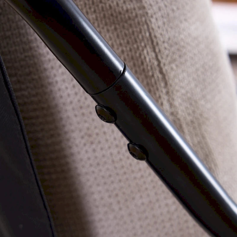 Fauteuil d'appoint incurvé moderne avec revêtement en lin, cadre en métal et coussins