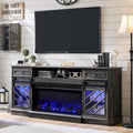 Meuble TV de cheminée de style ferme pour téléviseur de 85 pouces, centre de divertissement