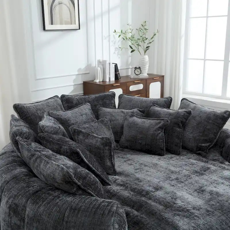 Comfortable Oversized Double Loaf High Back Round Sofa Bed with Armrests
