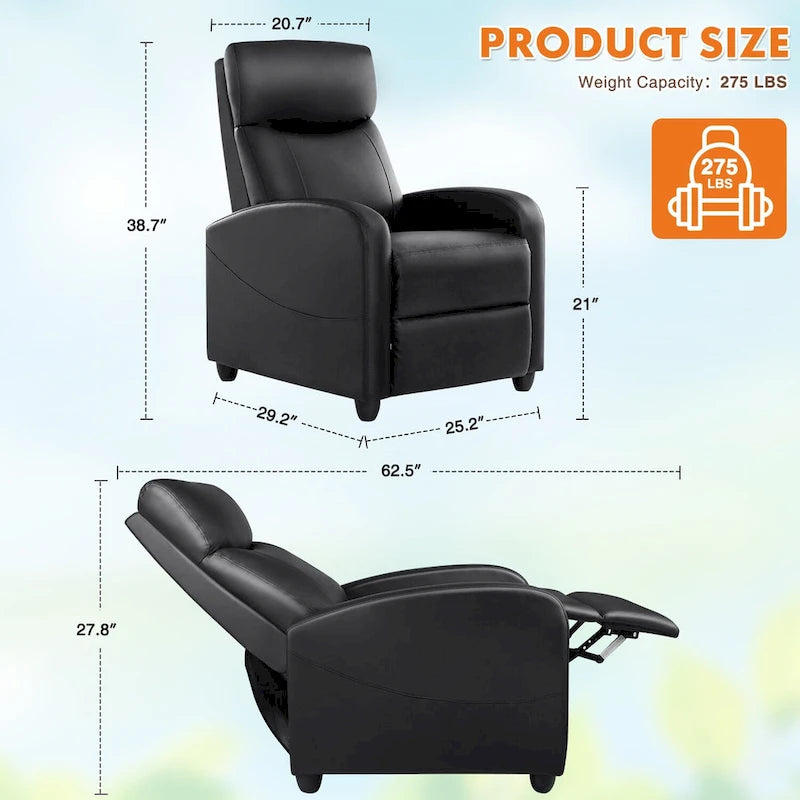 Adjustable Recliner Chair with Lumbar Support, 8 Massage Modes, and Heating Function for Relaxation