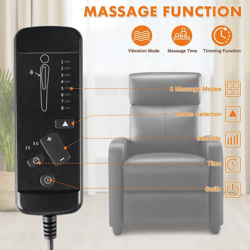 Adjustable Recliner Chair with Lumbar Support, 8 Massage Modes, and Heating Function for Relaxation