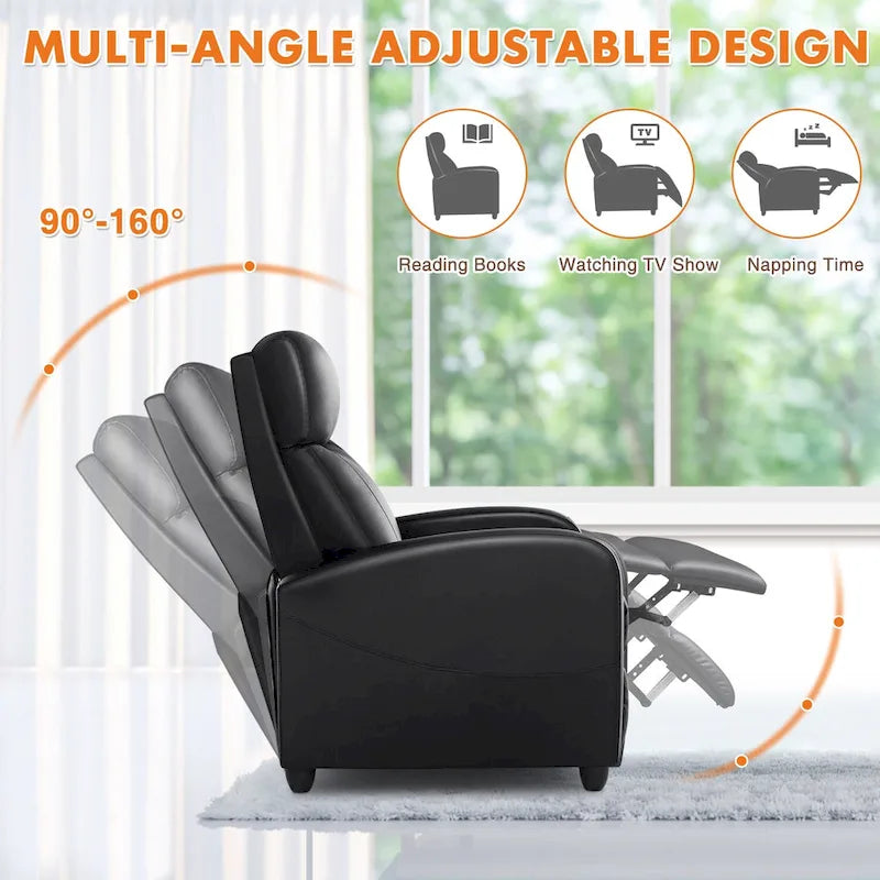 Adjustable Recliner Chair with Lumbar Support, 8 Massage Modes, and Heating Function for Relaxation