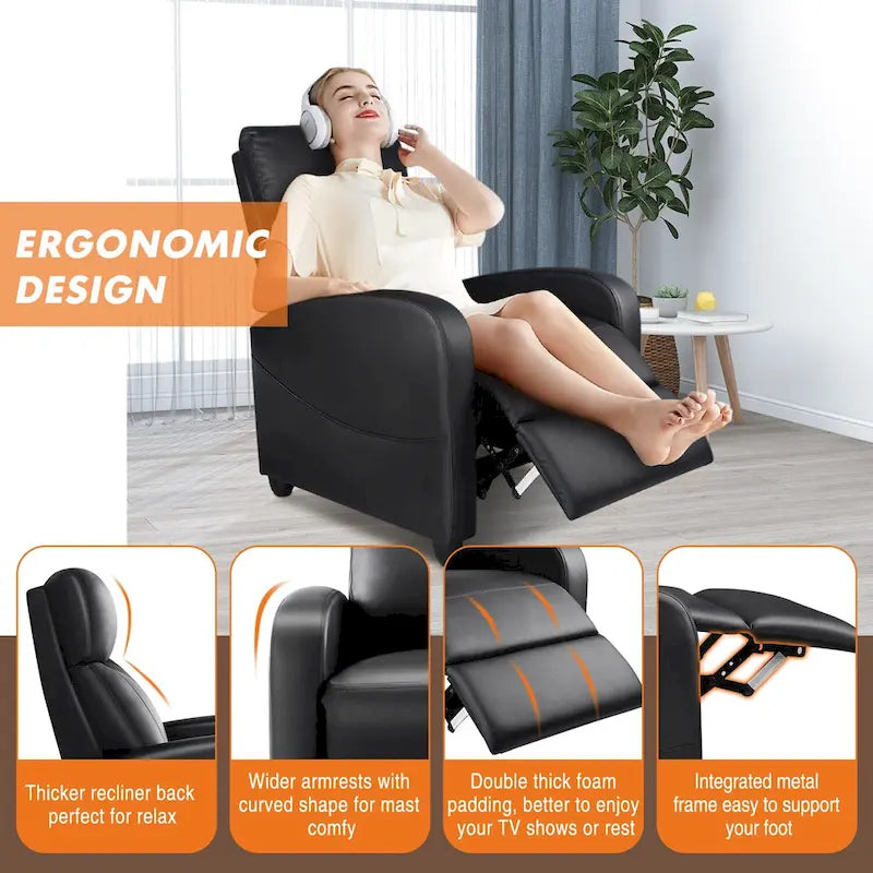 Adjustable Recliner Chair with Lumbar Support, 8 Massage Modes, and Heating Function for Relaxation