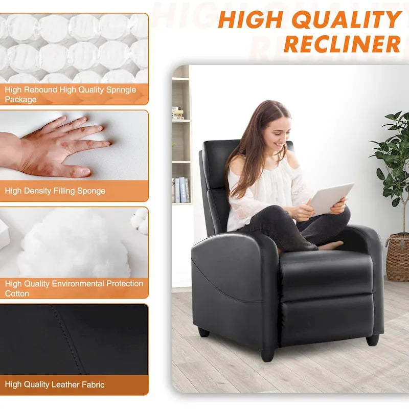 Adjustable Recliner Chair with Lumbar Support, 8 Massage Modes, and Heating Function for Relaxation