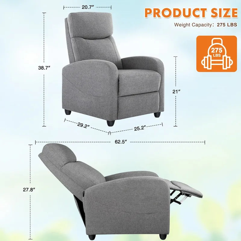 Adjustable Recliner Chair with Lumbar Support, 8 Massage Modes, and Heating Function for Relaxation