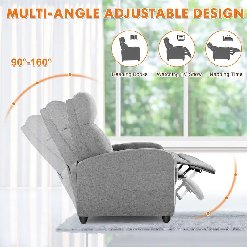 Adjustable Recliner Chair with Lumbar Support, 8 Massage Modes, and Heating Function for Relaxation