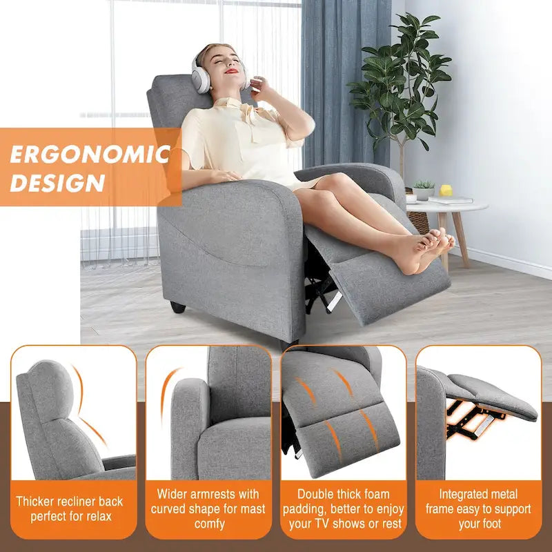 Adjustable Recliner Chair with Lumbar Support, 8 Massage Modes, and Heating Function for Relaxation