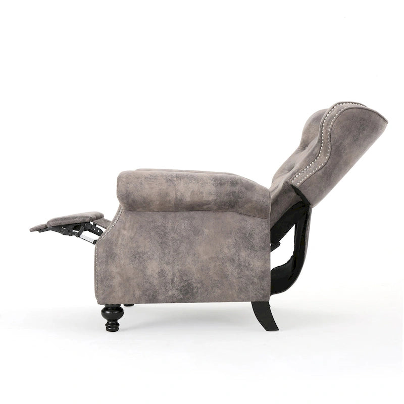 Fauteuil inclinable club en microfibre touffetée avec garniture cloutée
