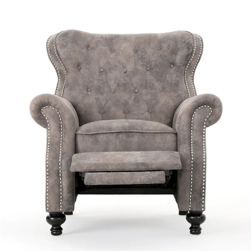 Fauteuil inclinable club en microfibre touffetée avec garniture cloutée
