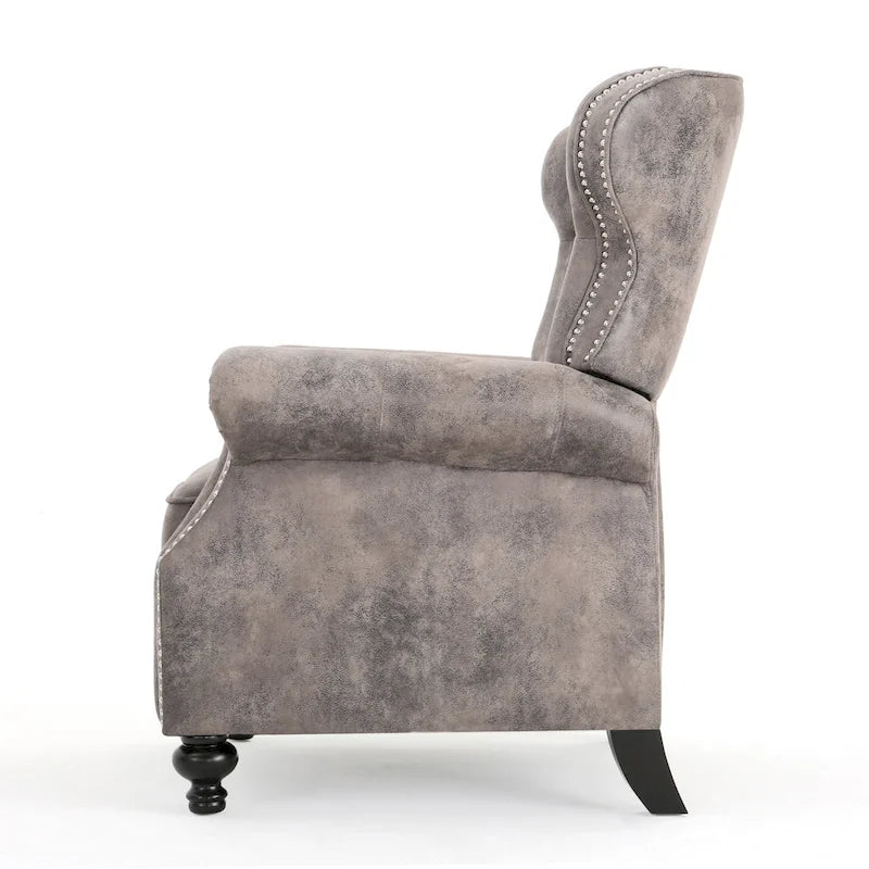 Fauteuil inclinable club en microfibre touffetée avec garniture cloutée
