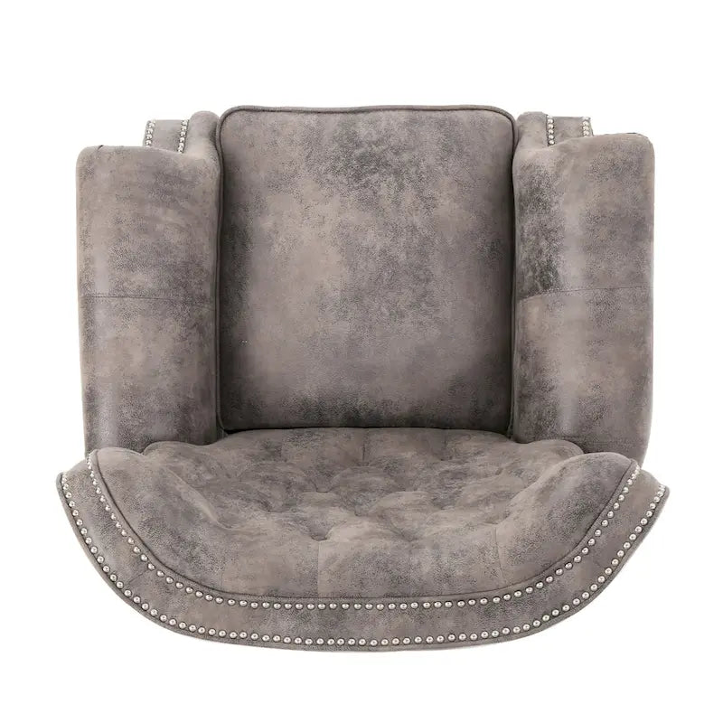 Fauteuil inclinable club en microfibre touffetée avec garniture cloutée