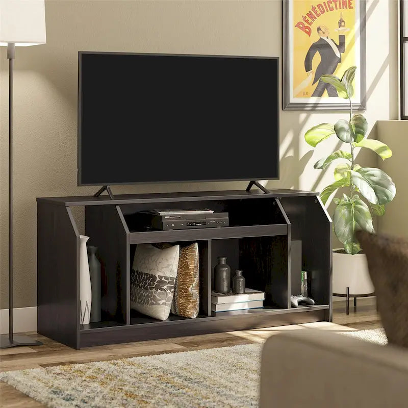 Meuble TV pour téléviseurs jusqu'à 59 pouces avec compartiments de rangement ouverts