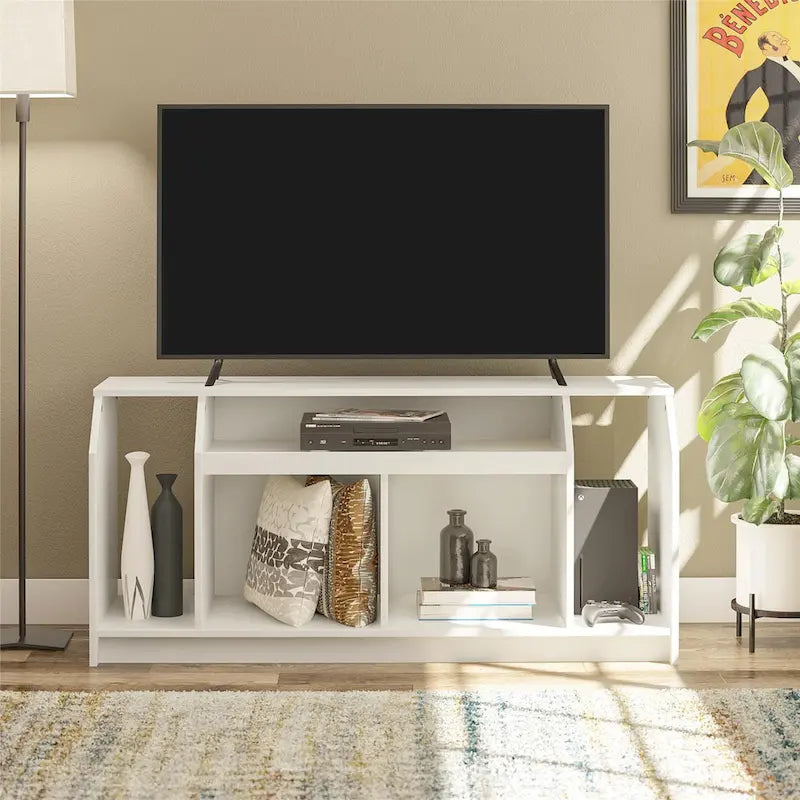 Meuble TV pour téléviseurs jusqu'à 59 pouces avec compartiments de rangement ouverts