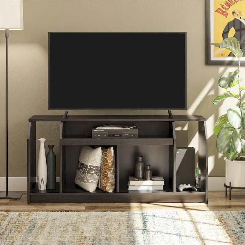 Meuble TV pour téléviseurs jusqu'à 59 pouces avec compartiments de rangement ouverts