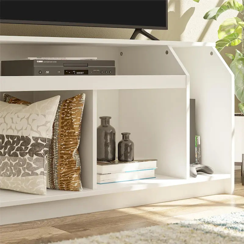 Meuble TV pour téléviseurs jusqu'à 59 pouces avec compartiments de rangement ouverts