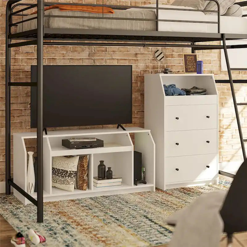 Meuble TV pour téléviseurs jusqu'à 59 pouces avec compartiments de rangement ouverts