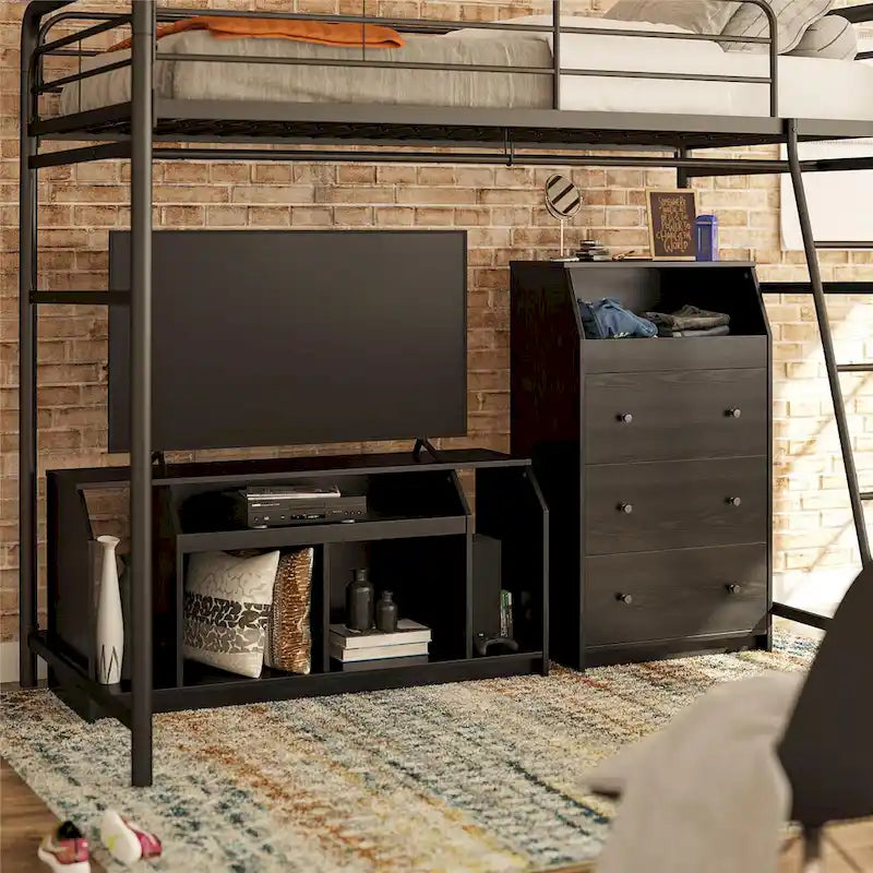 Meuble TV pour téléviseurs jusqu'à 59 pouces avec compartiments de rangement ouverts