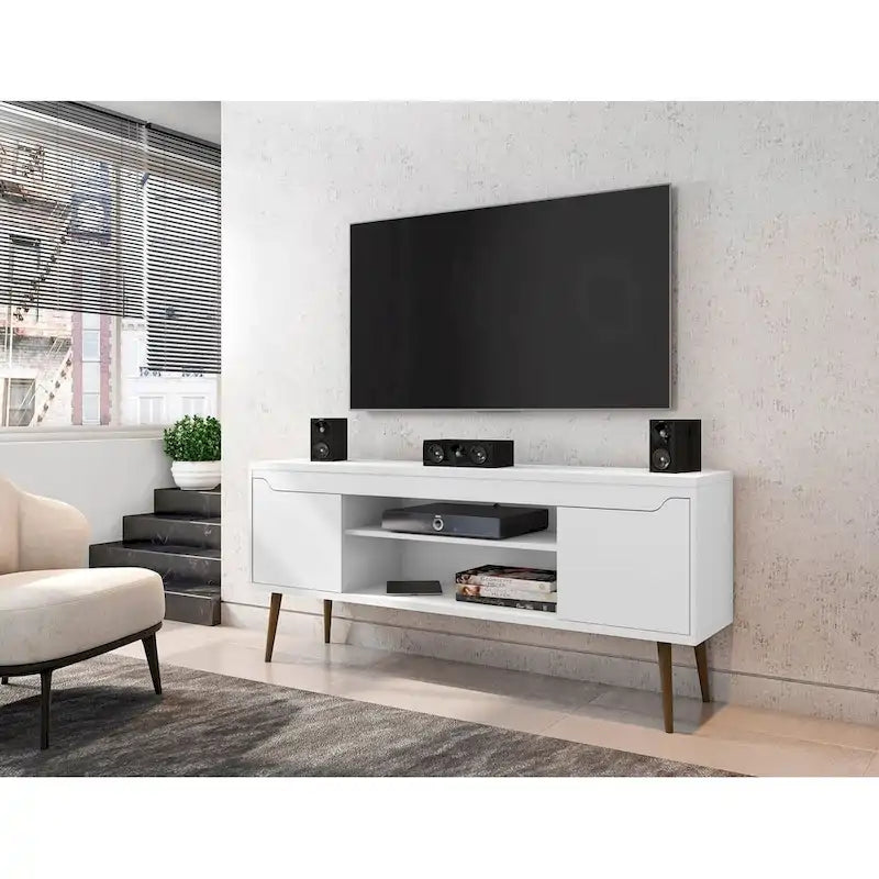 63 In. Storage Media Cabinet Console with Splayed Legs