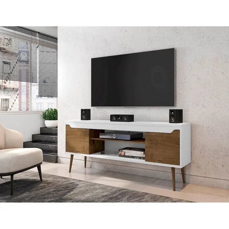 63 In. Storage Media Cabinet Console with Splayed Legs
