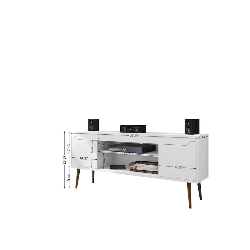 63 In. Storage Media Cabinet Console with Splayed Legs