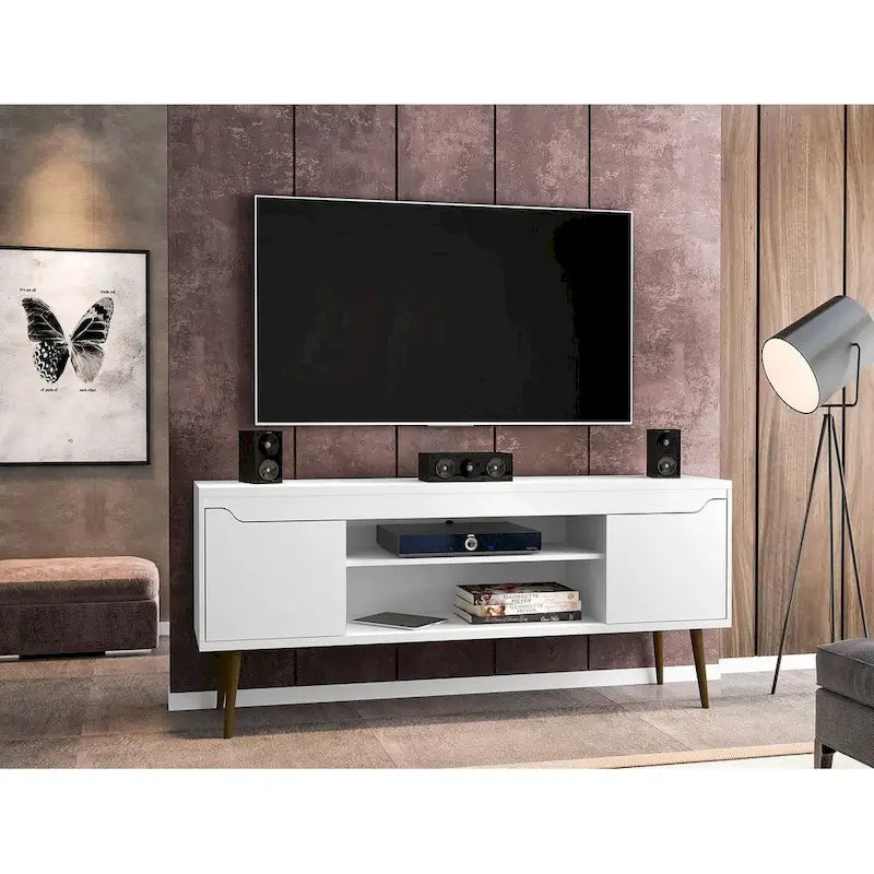 63 In. Storage Media Cabinet Console with Splayed Legs