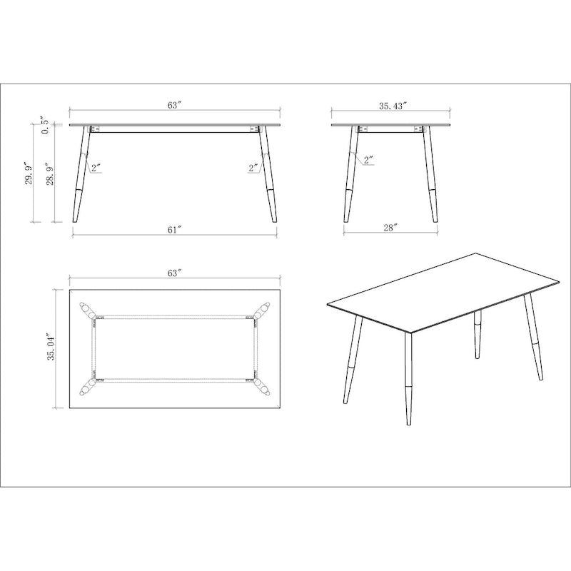 White Ceramic Dining Table with Matte Black Base