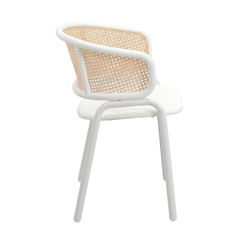Chaise de salle à manger moderne et élégante avec dossier en rotin et pieds en acier