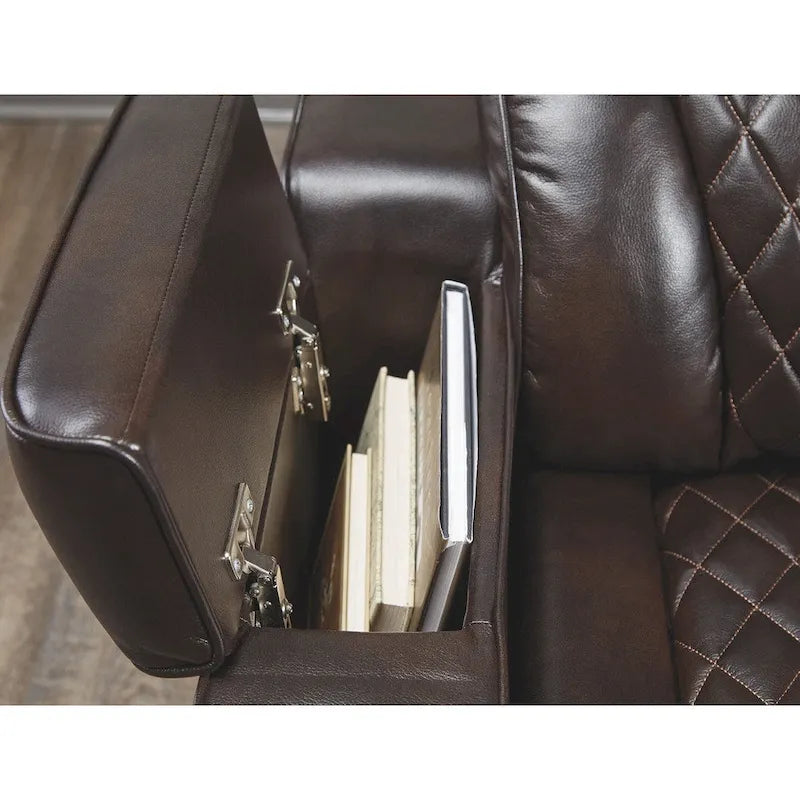 Canapé inclinable électrique en similicuir marron chocolat 82,75 L x 39,5 P x 43,75 H