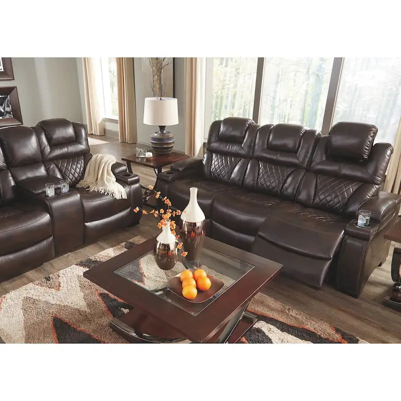 Canapé inclinable électrique en similicuir marron chocolat 82,75 L x 39,5 P x 43,75 H