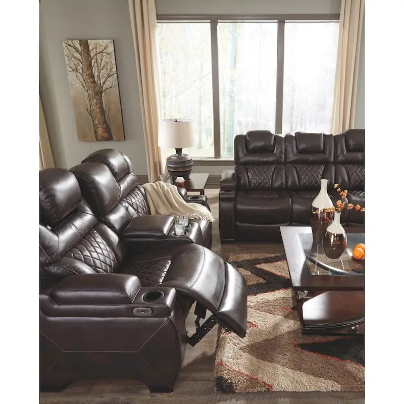 Canapé inclinable électrique en similicuir marron chocolat 82,75 L x 39,5 P x 43,75 H