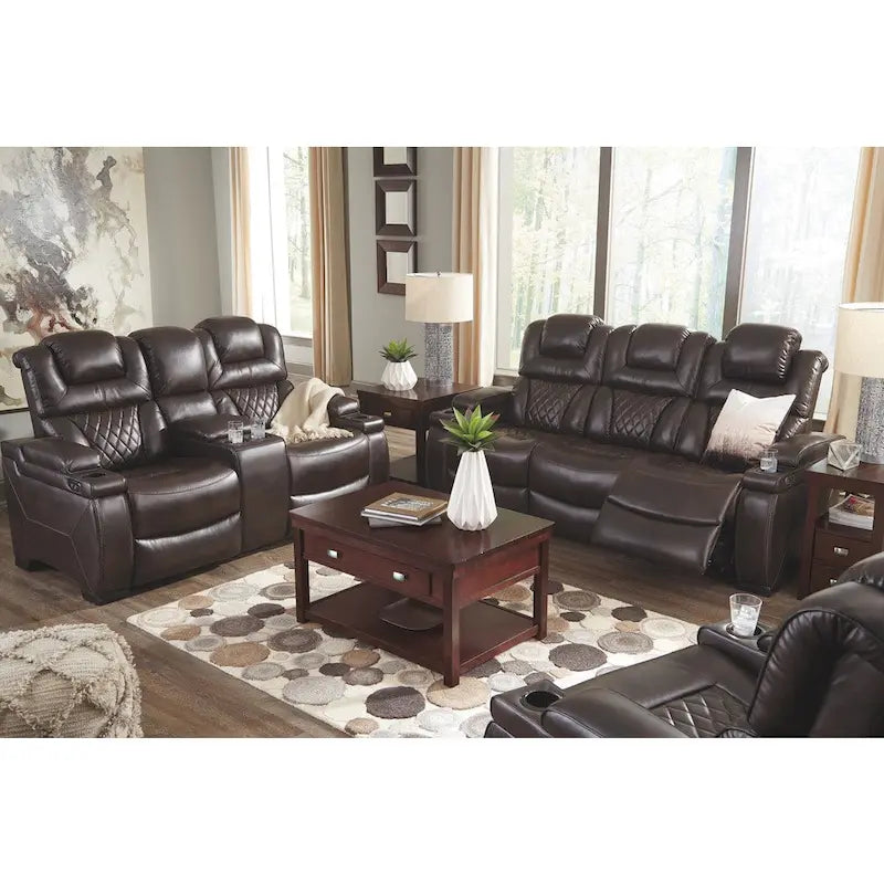 Canapé inclinable électrique en similicuir marron chocolat 82,75 L x 39,5 P x 43,75 H