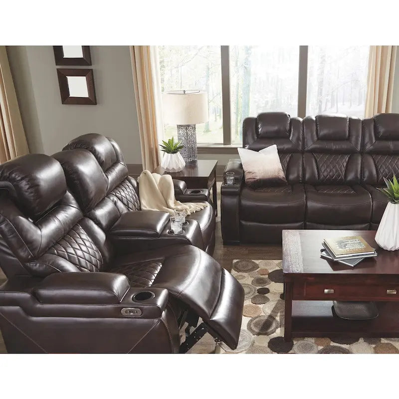 Canapé inclinable électrique en similicuir marron chocolat 82,75 L x 39,5 P x 43,75 H
