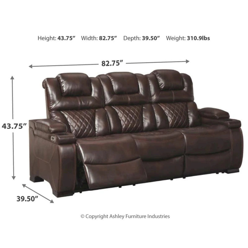 Canapé inclinable électrique en similicuir marron chocolat 82,75 L x 39,5 P x 43,75 H