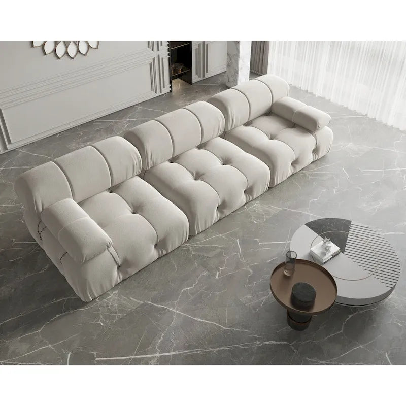 Velvet 3-Seater Sofa with Solid Wood Frame and Pocket Coil Springs
