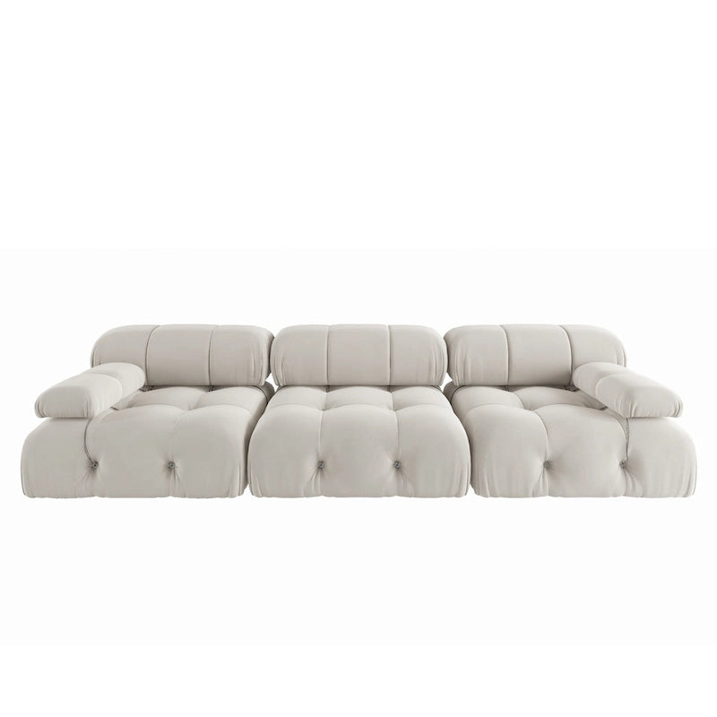 Velvet 3-Seater Sofa with Solid Wood Frame and Pocket Coil Springs