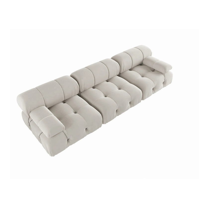 Velvet 3-Seater Sofa with Solid Wood Frame and Pocket Coil Springs