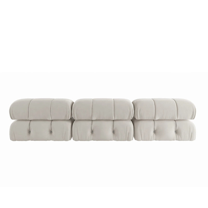 Velvet 3-Seater Sofa with Solid Wood Frame and Pocket Coil Springs