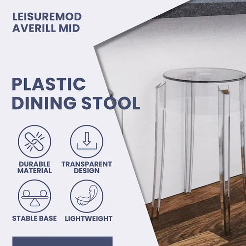 18 in. High Backless Acrylic Counter Stool with Round Seat and Foot Rest