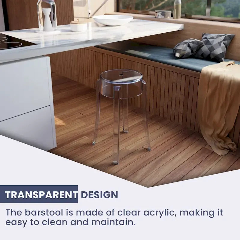 18 in. High Backless Acrylic Counter Stool with Round Seat and Foot Rest