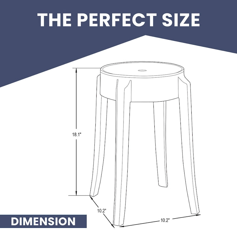 18 in. High Backless Acrylic Counter Stool with Round Seat and Foot Rest