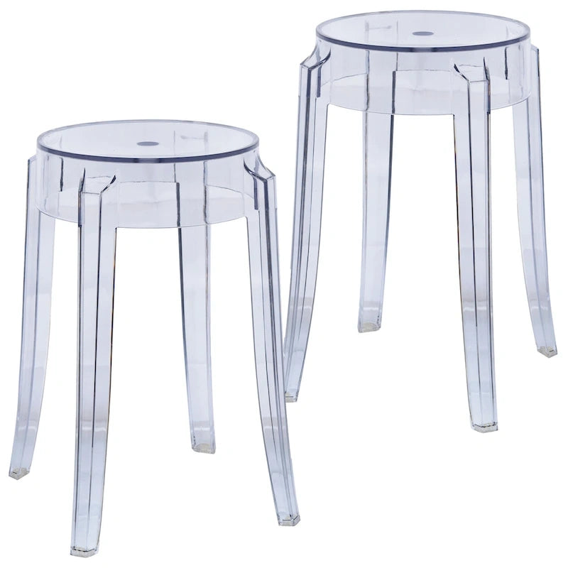 18 in. High Backless Acrylic Counter Stool with Round Seat and Foot Rest