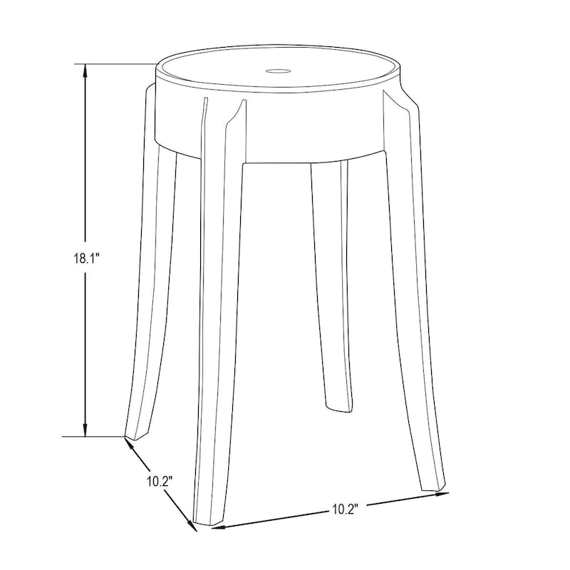 18 in. High Backless Acrylic Counter Stool with Round Seat and Foot Rest