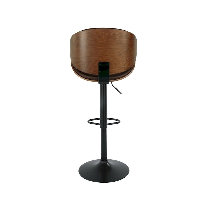 Tabouret de bar moderne réglable marron et noir pivotant avec siège en similicuir