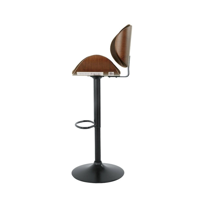 Tabouret de bar moderne réglable marron et noir pivotant avec siège en similicuir