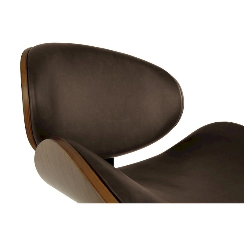 Tabouret de bar moderne réglable marron et noir pivotant avec siège en similicuir