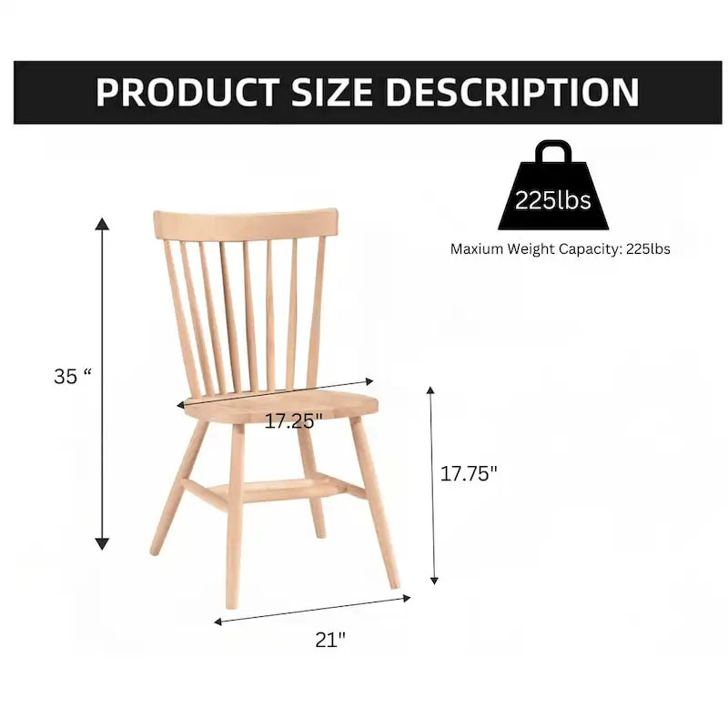 Solid Wood Parawood Dining Chair Fully Assembled Dining Height